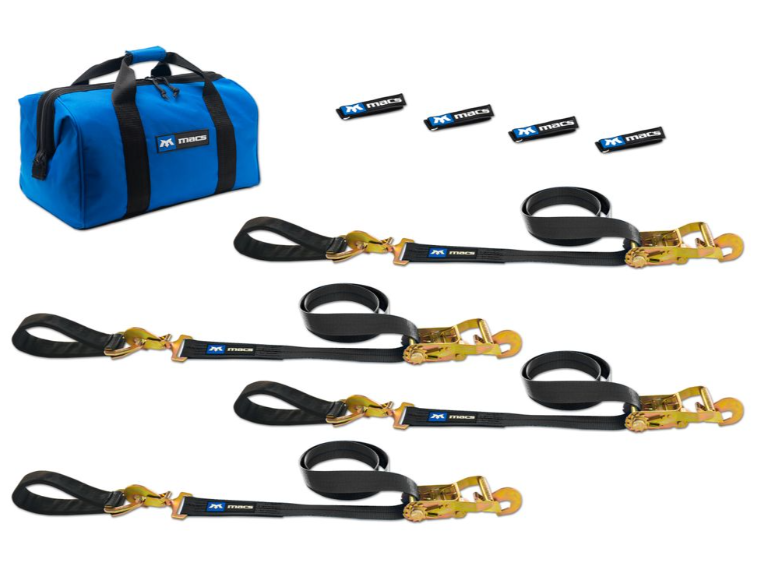 Mac's Tie Downs, Ultra Pack, Black, Ratchet Straps, Axle Straps, Storage Bag, 3,333 lbs. Working Load Rating, Kit