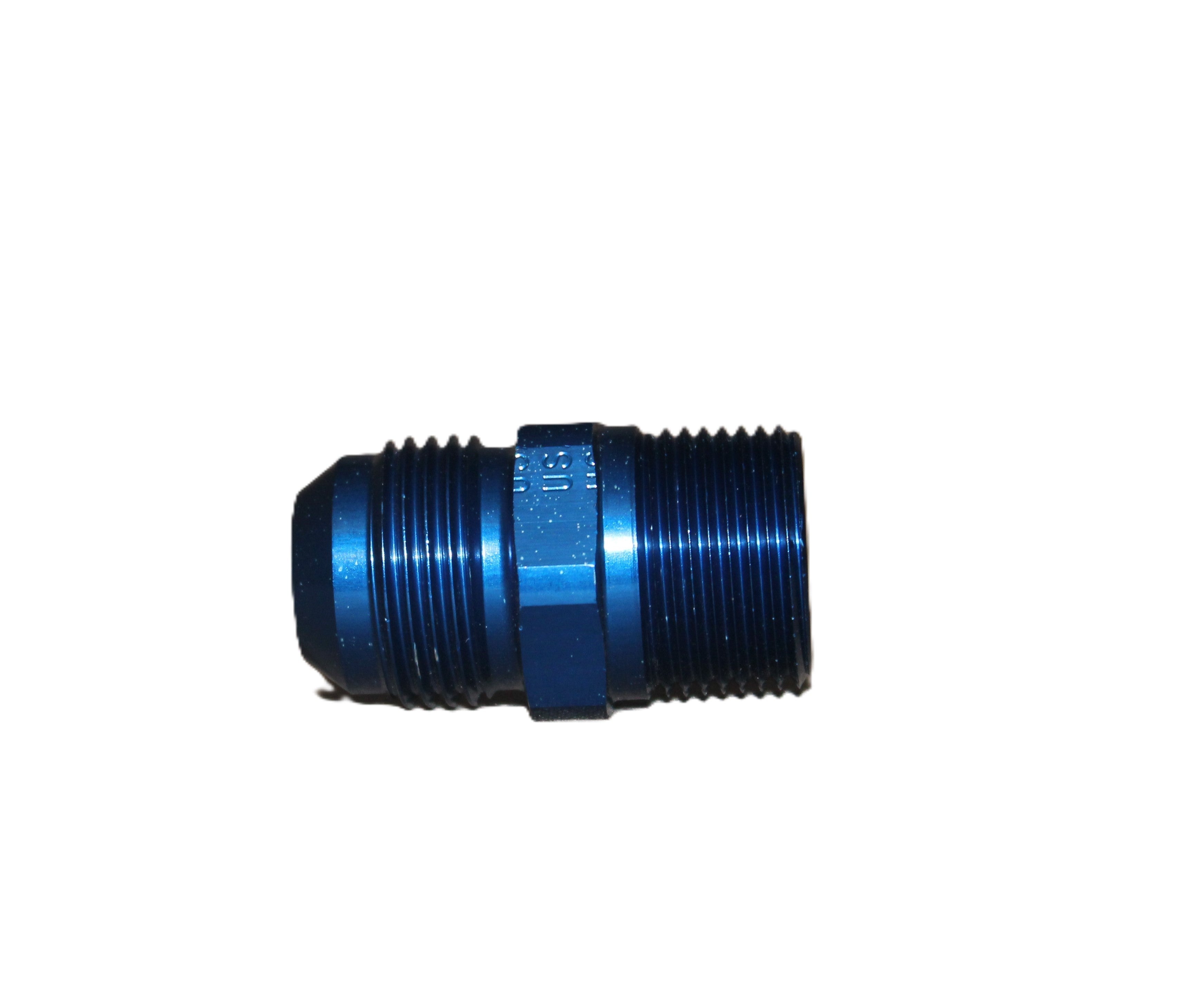 Straight NPT Male to A.N. Male Adapter - Blue - Aluminum