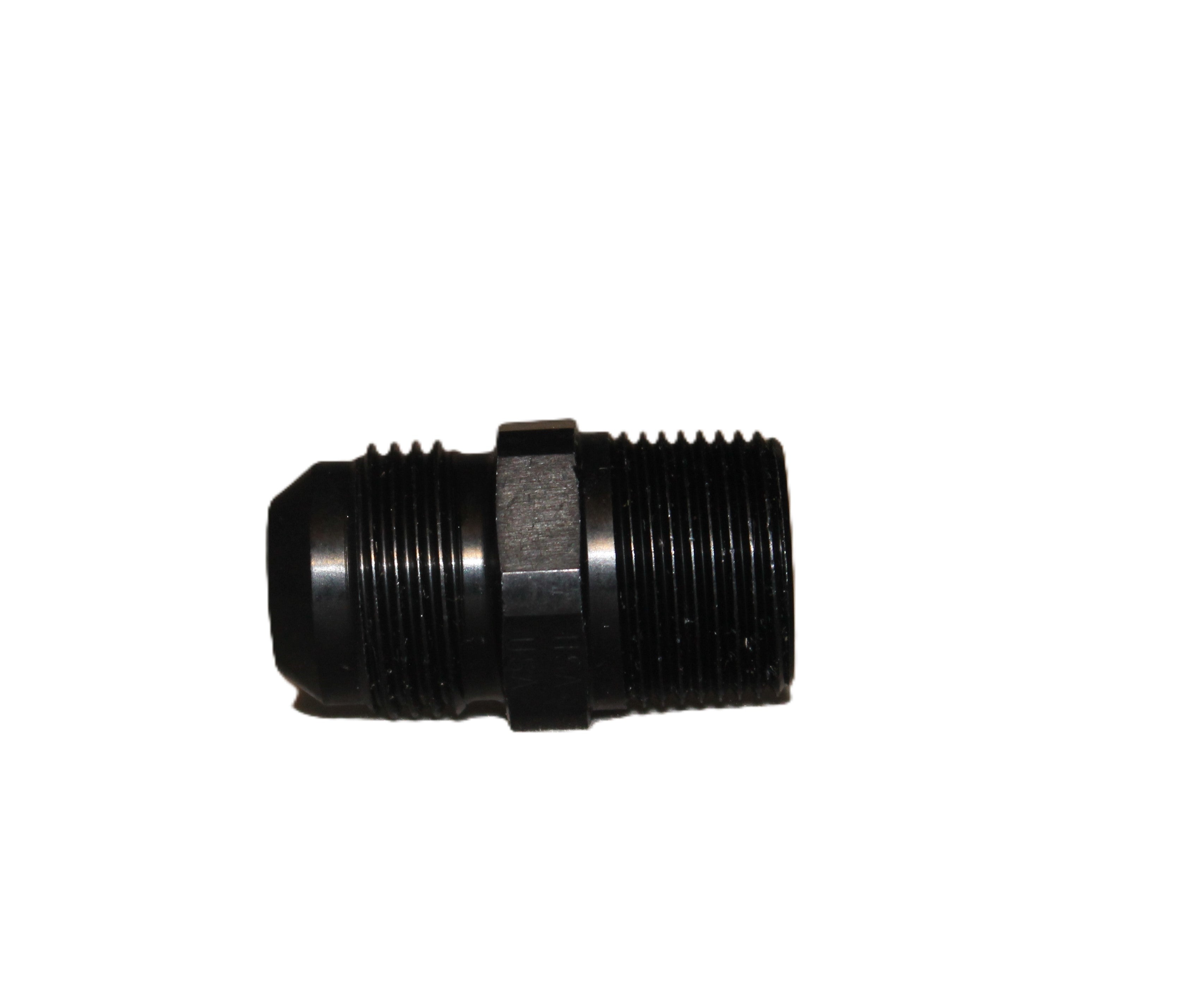 Straight NPT Male to A.N. Male Adapter - Black - Aluminum