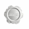 An aluminum fuel cell cap with a white PMR logo in the center and pre-drilled bolt holes around the outer rim, shown on a white background.