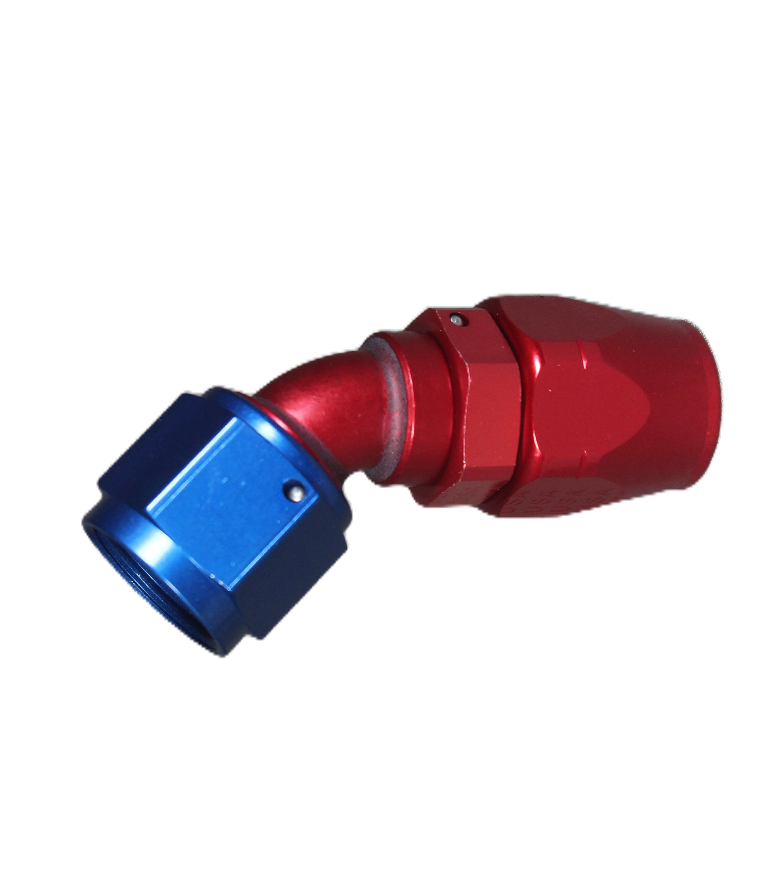 60 Deg. Swivel Hose End to A.N. Female - Red/Blue - Aluminum