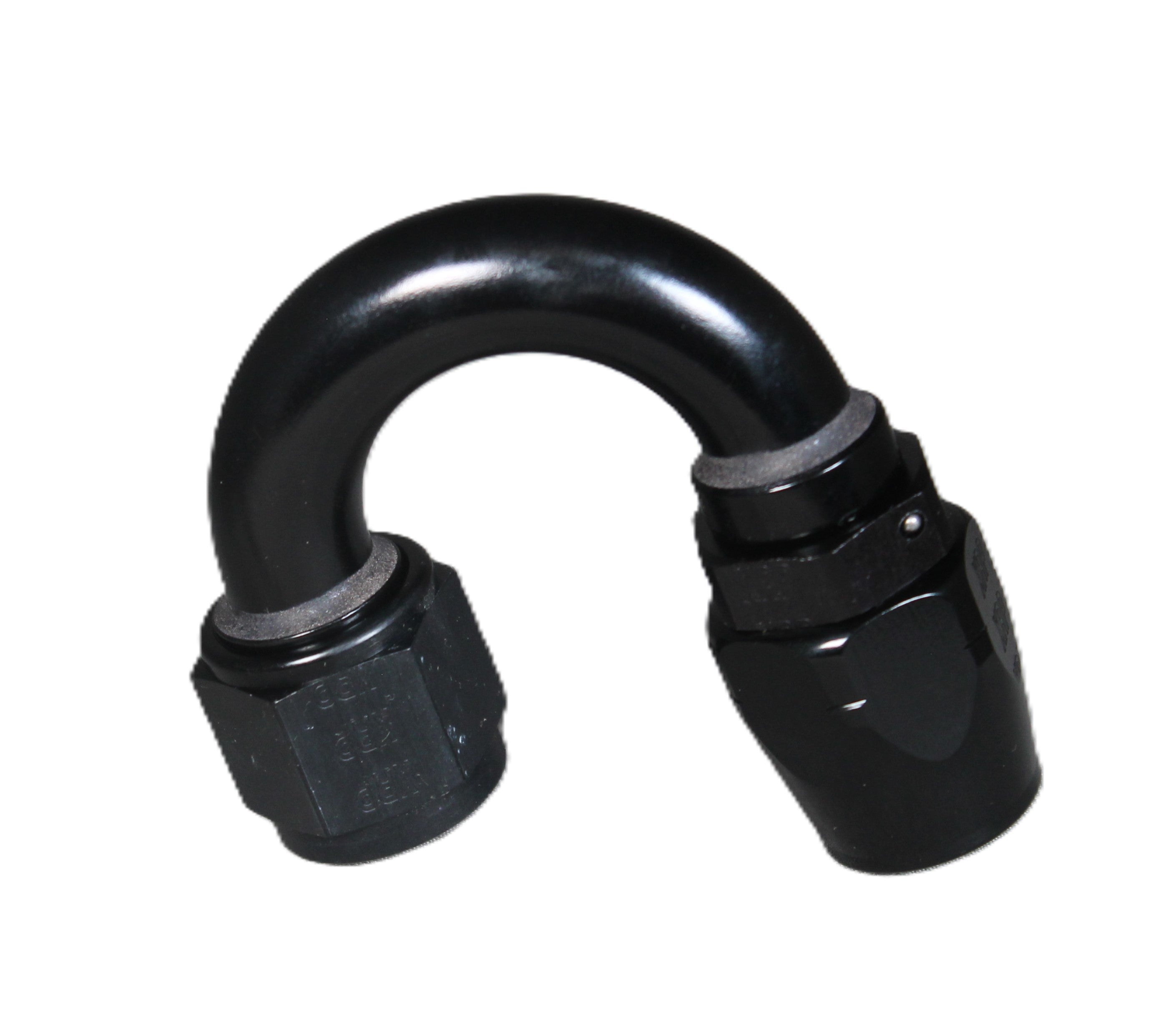 180 Deg. Non-Swivel and Swivel Hose End to A.N. Female - Black - Aluminum