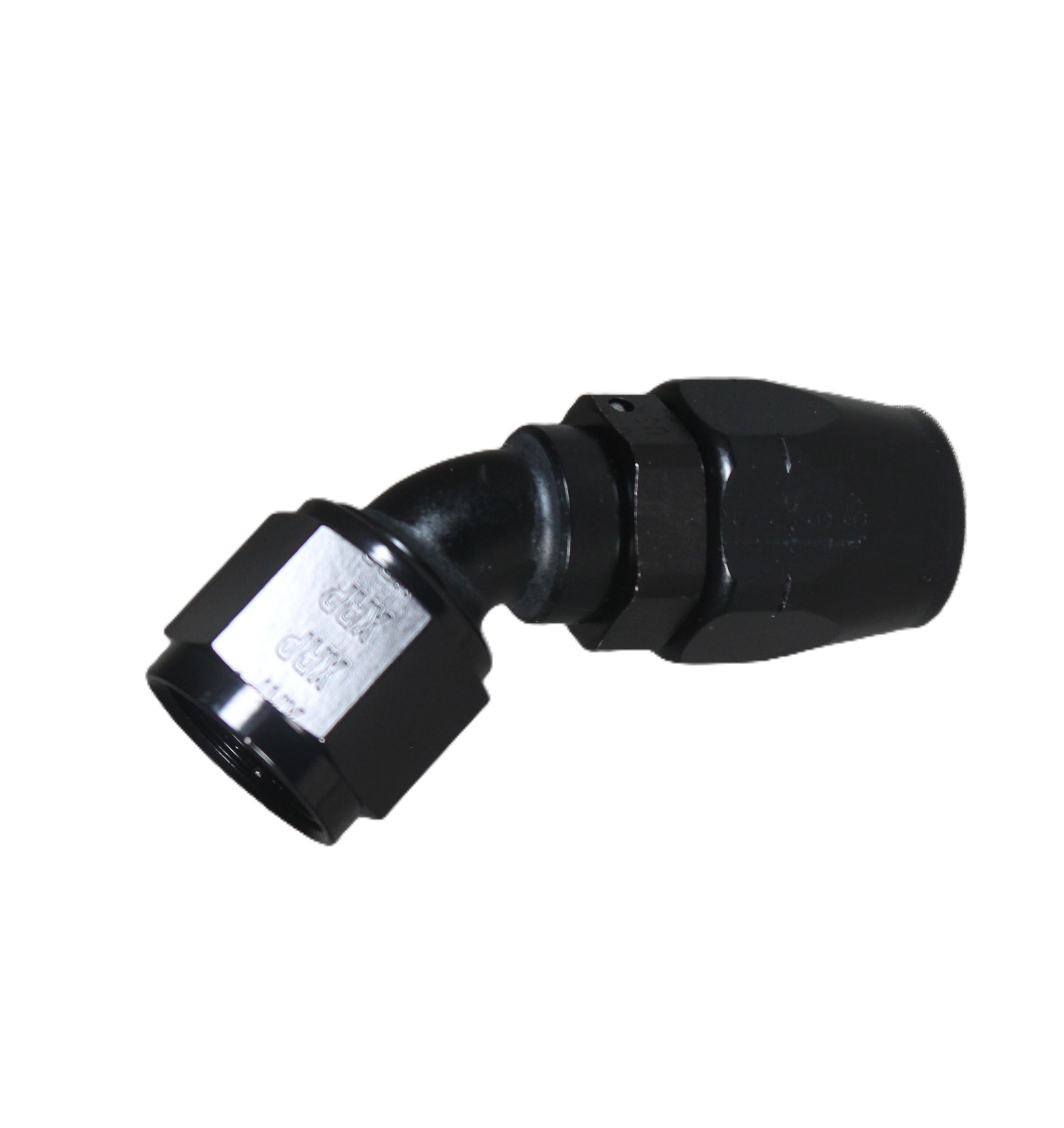 45 Deg. Non-Swivel and Swivel Hose End to A.N. Female - Black - Aluminum