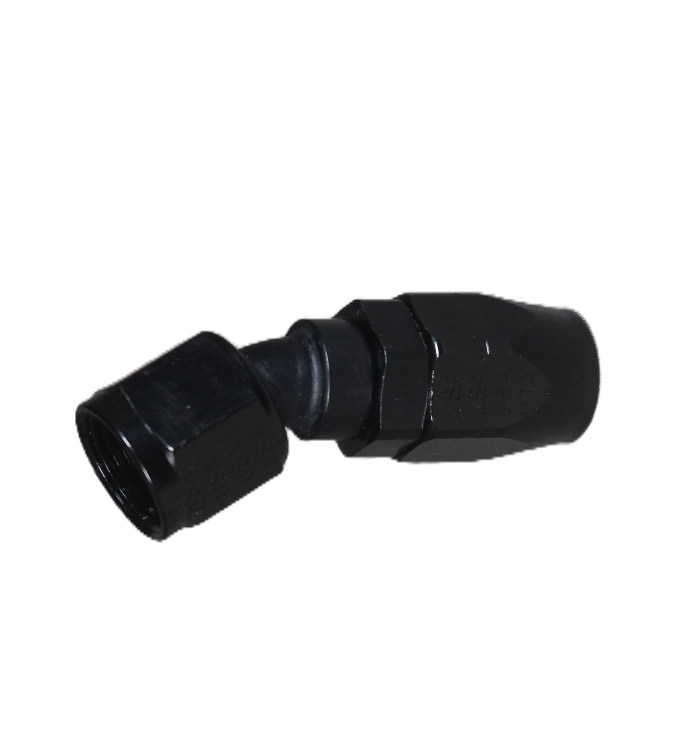 30 Deg. Non-Swivel and Swivel Hose End to A.N. Female - Black - Aluminum