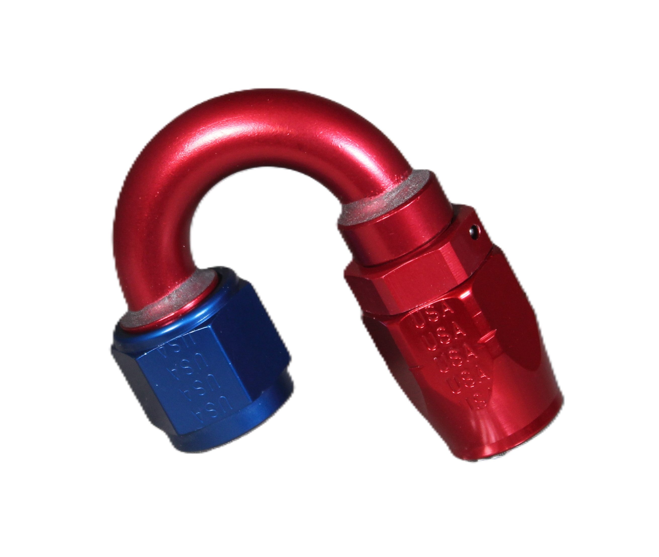 180 Deg. Swivel Hose End to A.N. Female - Red/Blue - Aluminum