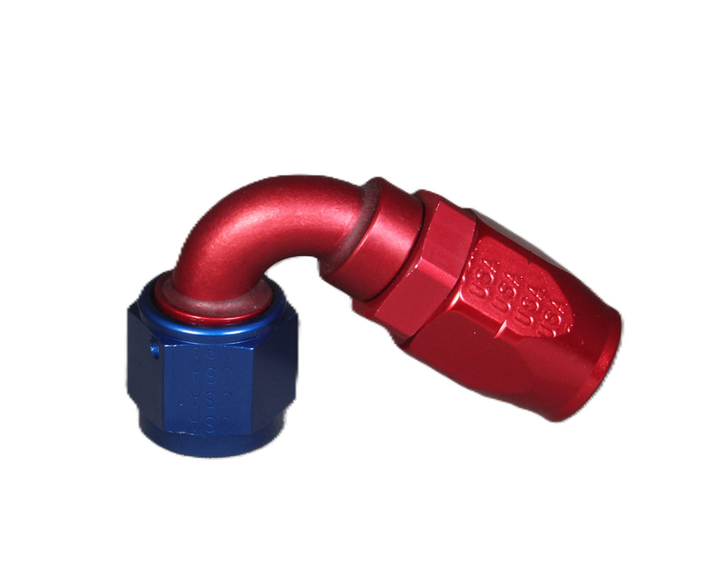 XRP - 120 Deg. Swivel Hose End to A.N. Female - Red/Blue - Aluminum